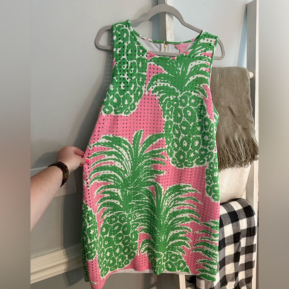 Lilly Pulitzer Perla Laser Cut Pink Pout Flamenco Dress - Picture 4 of 6